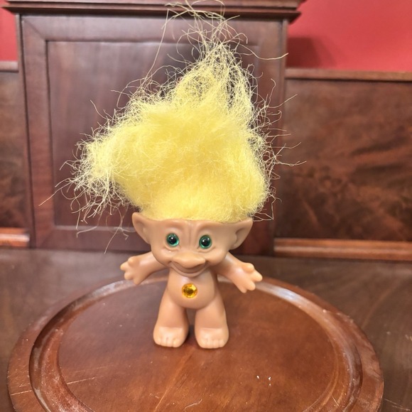 Ace Novelty Other - Vintage‎ Ace Novelty Treasure 3" Troll Doll Yellow Hair Belly Gem
